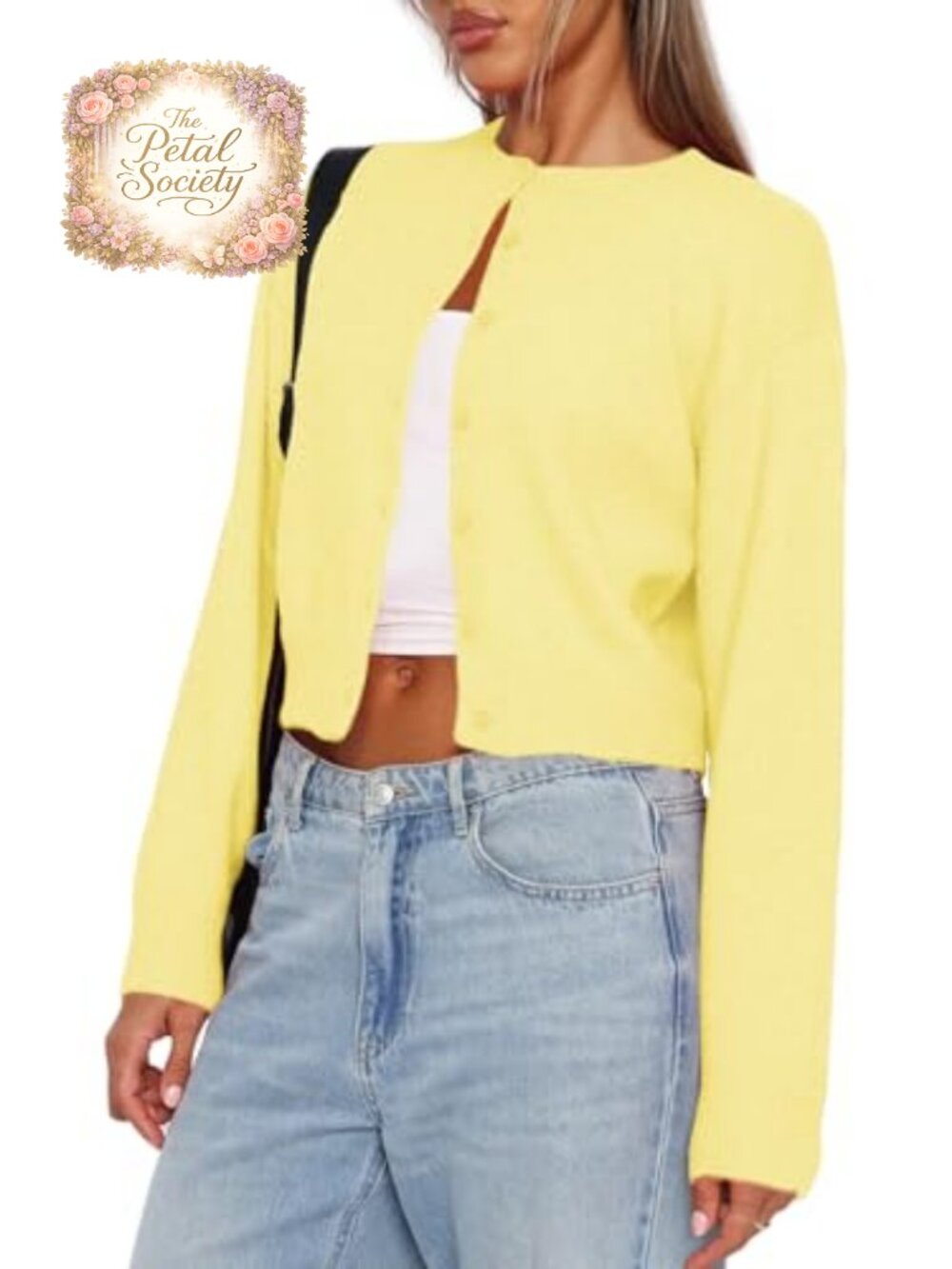 Womens Cropped Button Down Cardigan Long Sleeve Knit Sweater
